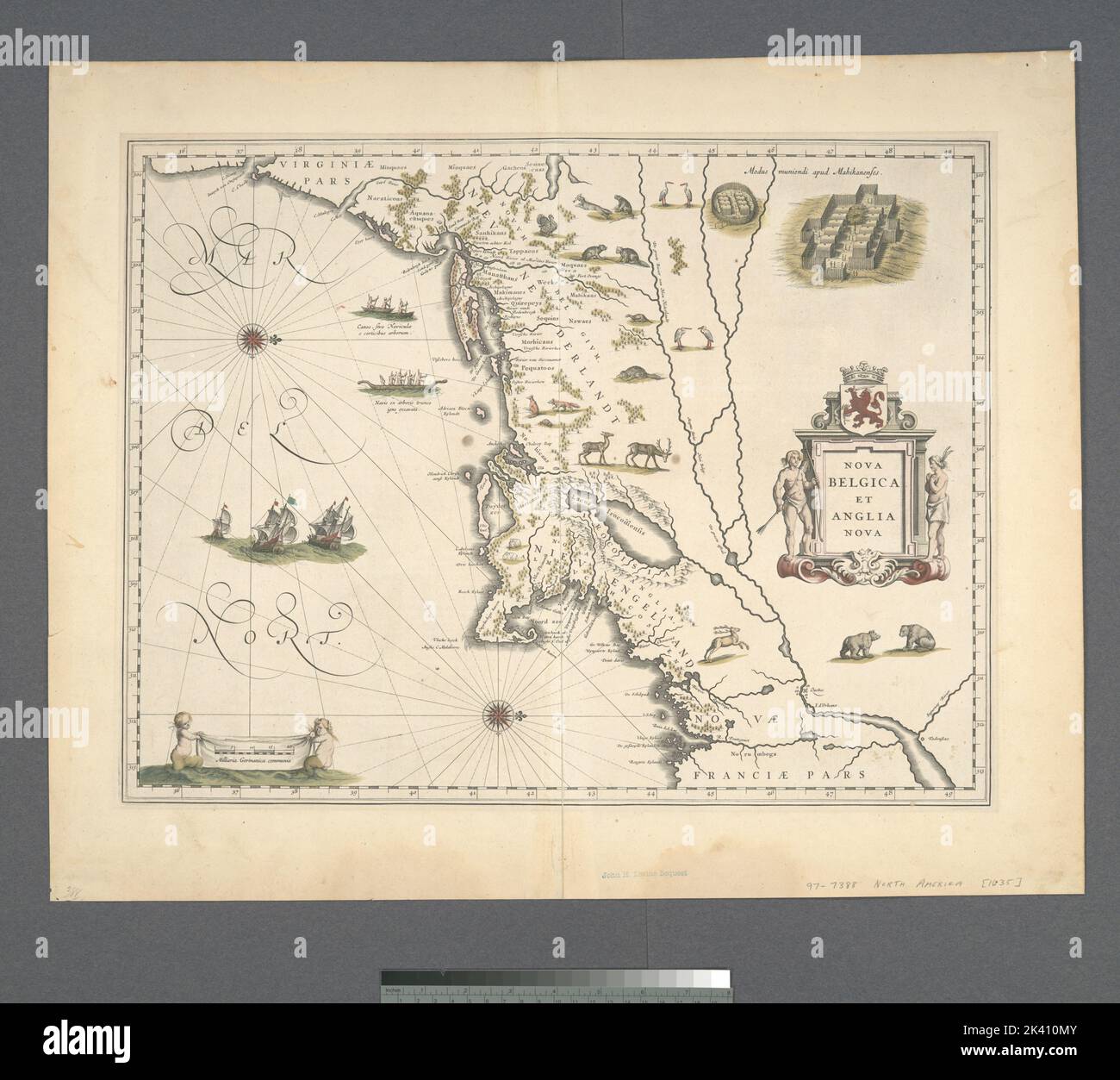 Nova Belgica e Anglia Nova. Cartografica. Mappe. 1635. Lionel Pincus e la Principessa Firyal Map Division. New England , Mappe , prime opere del 1800, Stati nordorientali , Mappe , prime opere del 1800 Foto Stock