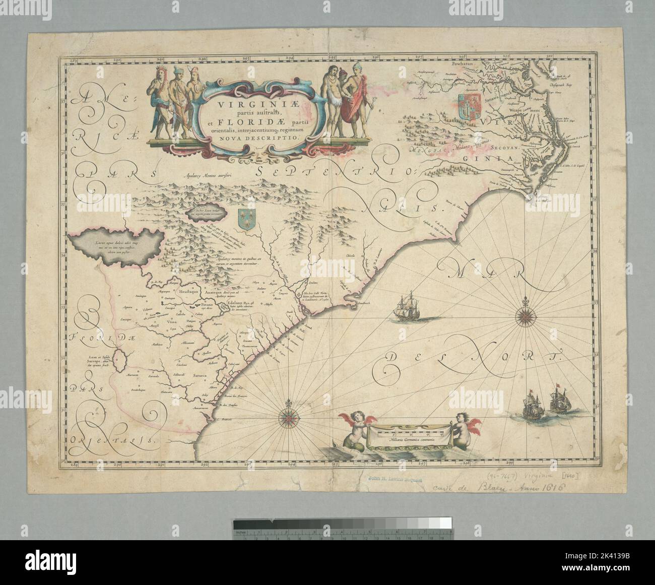 Virginiae partis australis, et Floridae partis orientalis, interjacentiumque regionum nova descriptio cartografico. Mappe. 1640. Lionel Pincus e la Principessa Firyal Map Division. Florida, Georgia, Carolina del Nord, Stati del Sud Atlantico, Carolina del Sud, Virginia Foto Stock