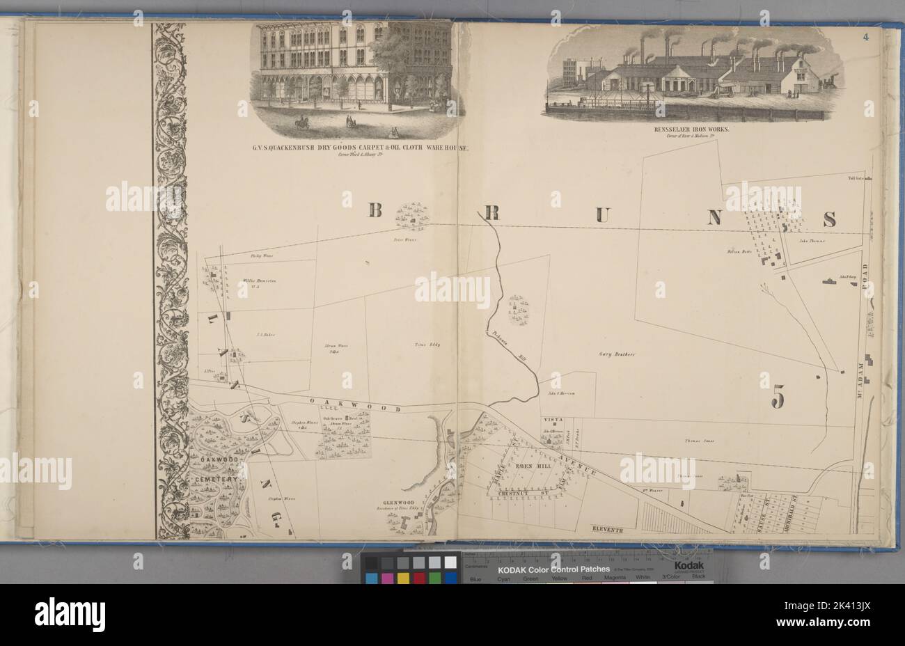 G. V. S. Quackenbush prodotti secchi Carpet & Oil Cloth Warehouse. ; Rensselaer opere di ferro. ; Città di Troia cont. Cartografica. Atlanti, Mappe. 1869. Lionel Pincus e la Principessa Firyal Map Division. Troy (N. Y.) Foto Stock
