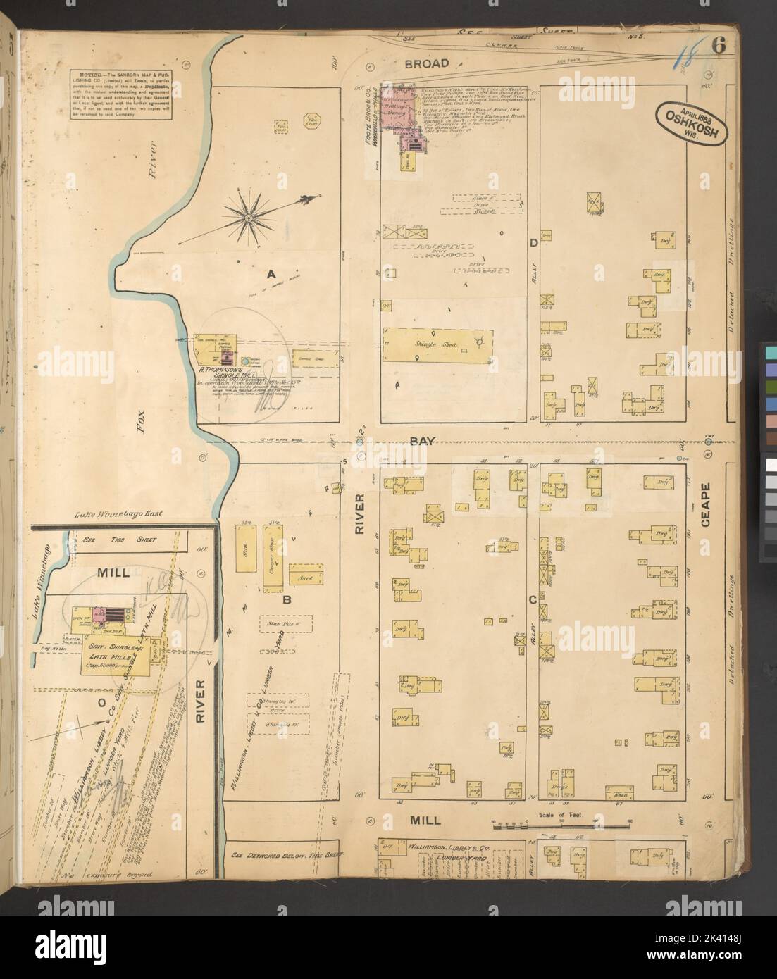 Oshkosh, Wisconsin ... : Corretto novembre 1885 ... Sanborn Map & Publishing Co... Cartografica. Atlanti, Mappe. 1885 - 1887. Lionel Pincus e la Principessa Firyal Map Division. Oshkosh (Wisconsin), assicurazione antincendio , Wisconsin , Oshkosh Foto Stock