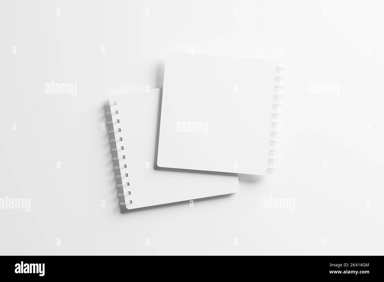 Quadre a spirale notebook 3D rendering bianco Mockup Foto Stock