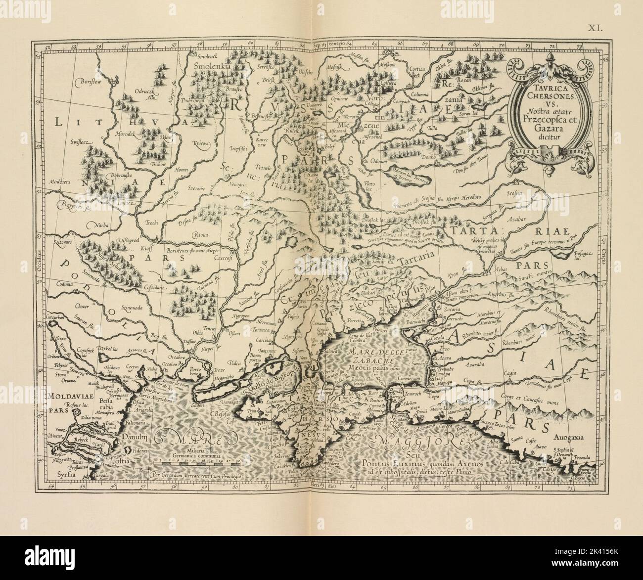 Karta Iuzhnoi rossi G. Merkatora 1595g. Str.2. Una mappa della Russia meridionale di G. Merkator, 1595. P2 cartografia. Mappe. 1899. Divisione Ricerca generale. Cartografia , Russia , Storia, Russia Foto Stock
