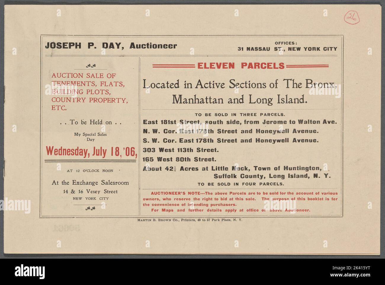 Undici pacchi situati nelle sezioni attive del Bronx, Manhattan e Long Island Cartographic. Mappe. 1906-07-18. Lionel Pincus e la Principessa Firyal Map Division Foto Stock