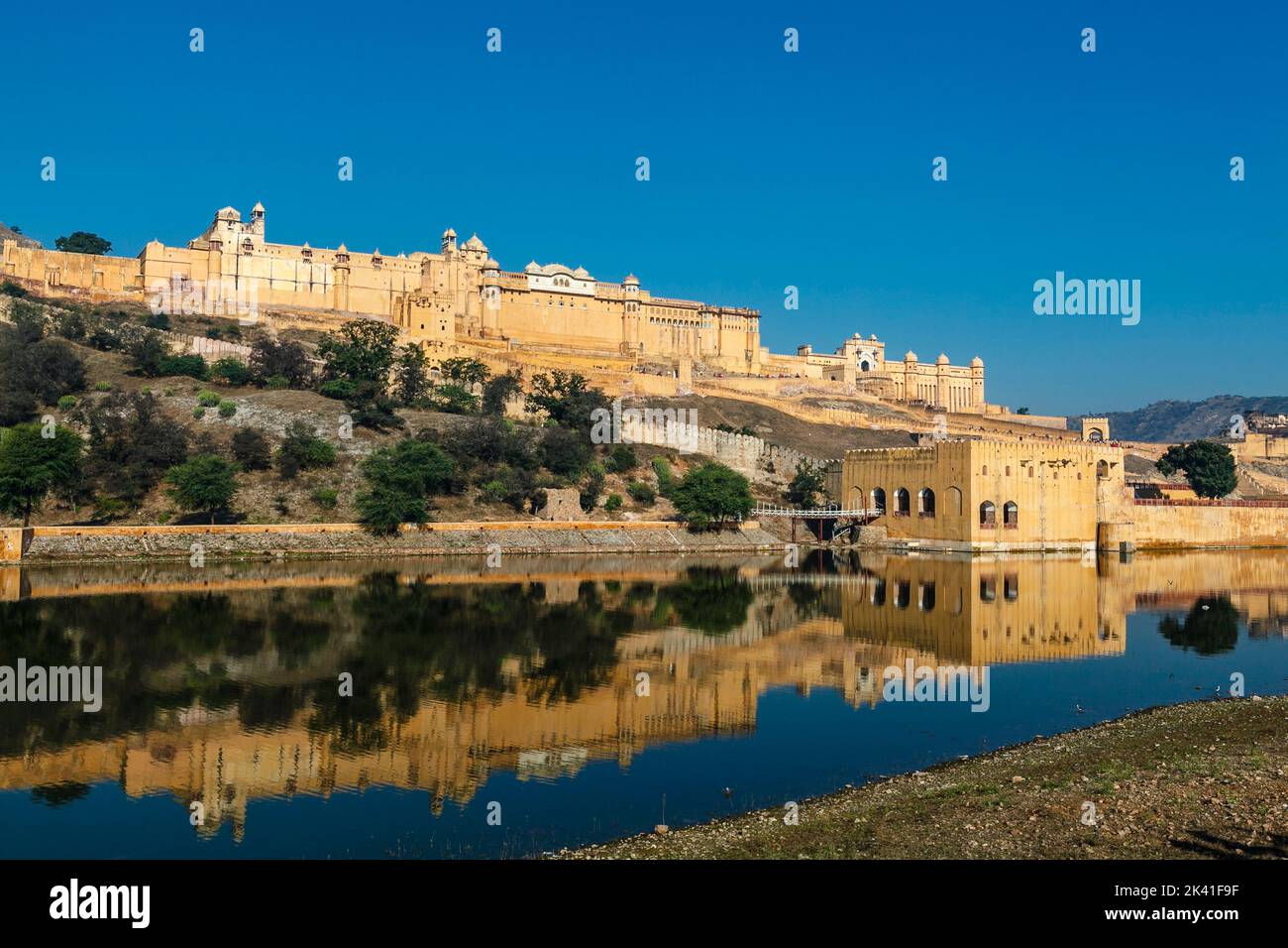Vista a Amber Fort a Jaipur, Rajasthna, India, Asia Foto Stock