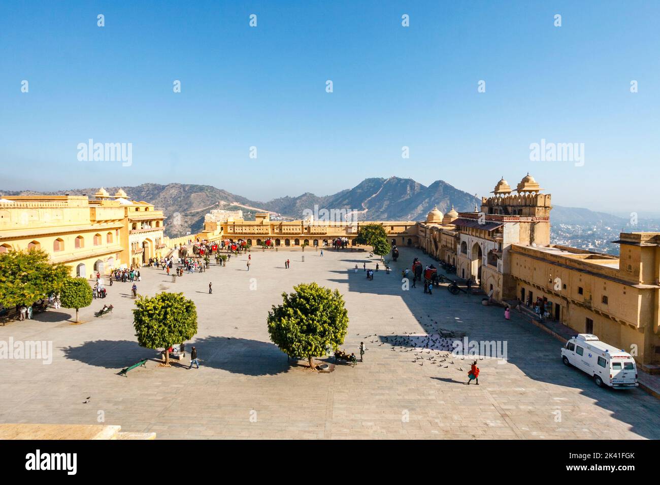 Courtyard of Amber Fort, Jaipur, Rajasthan, India, Asia Foto Stock