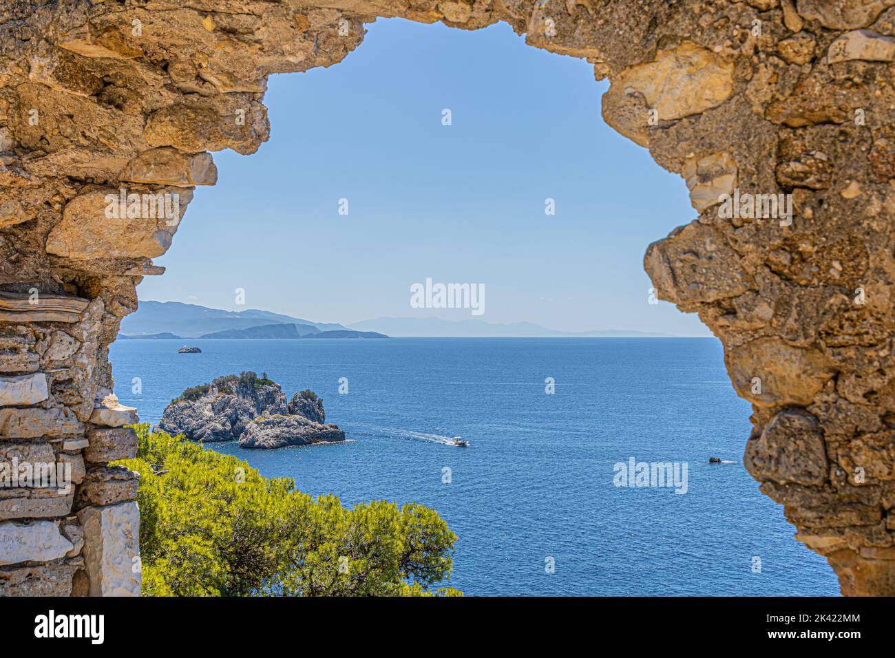 Parga, Epiro Grecia, una famosa zona turistica e città Foto Stock