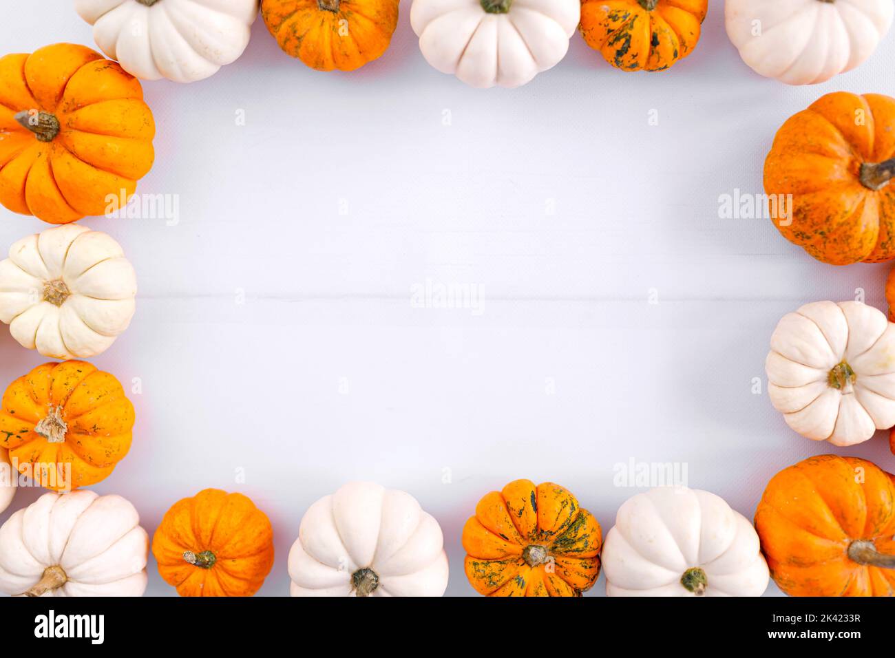 Decorazione autunnale su bianco con spazio copia. Autunno, Halloween, ringraziamento. Foto Stock