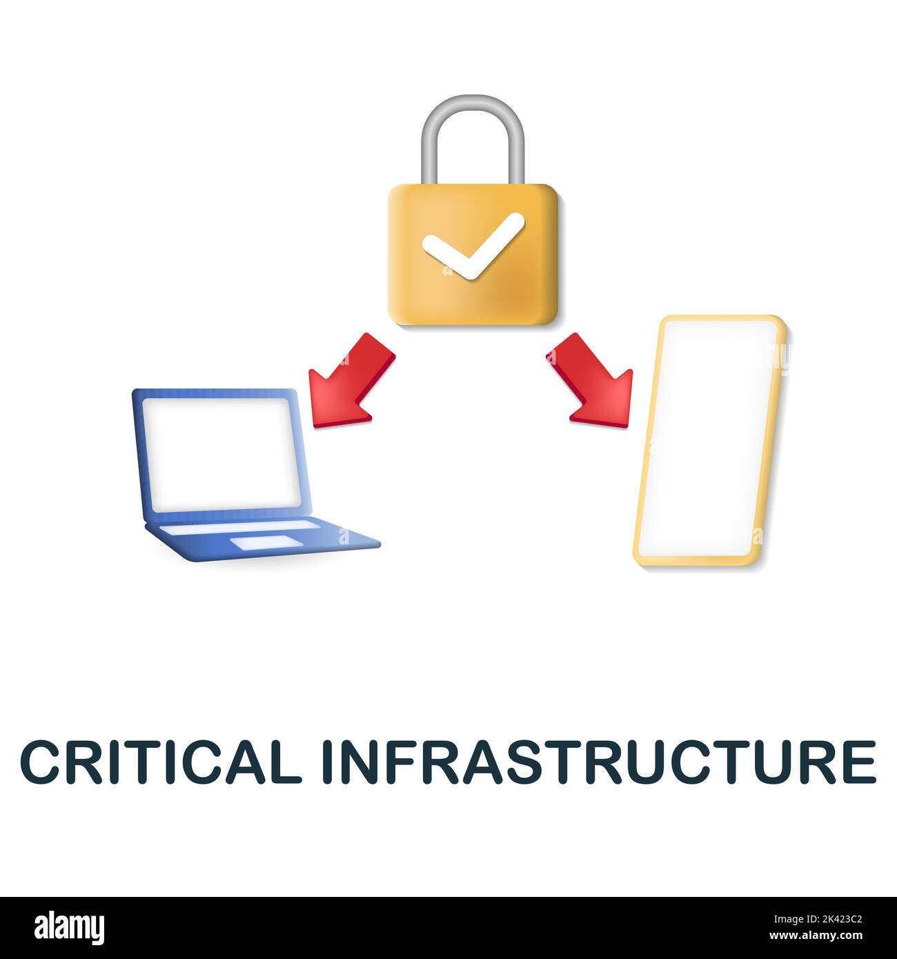 Icona infrastruttura critica. 3d illustrazione dalla collezione di cybercriminalità. Creative Critical Infrastructure 3D icona per la progettazione Web, modelli Illustrazione Vettoriale