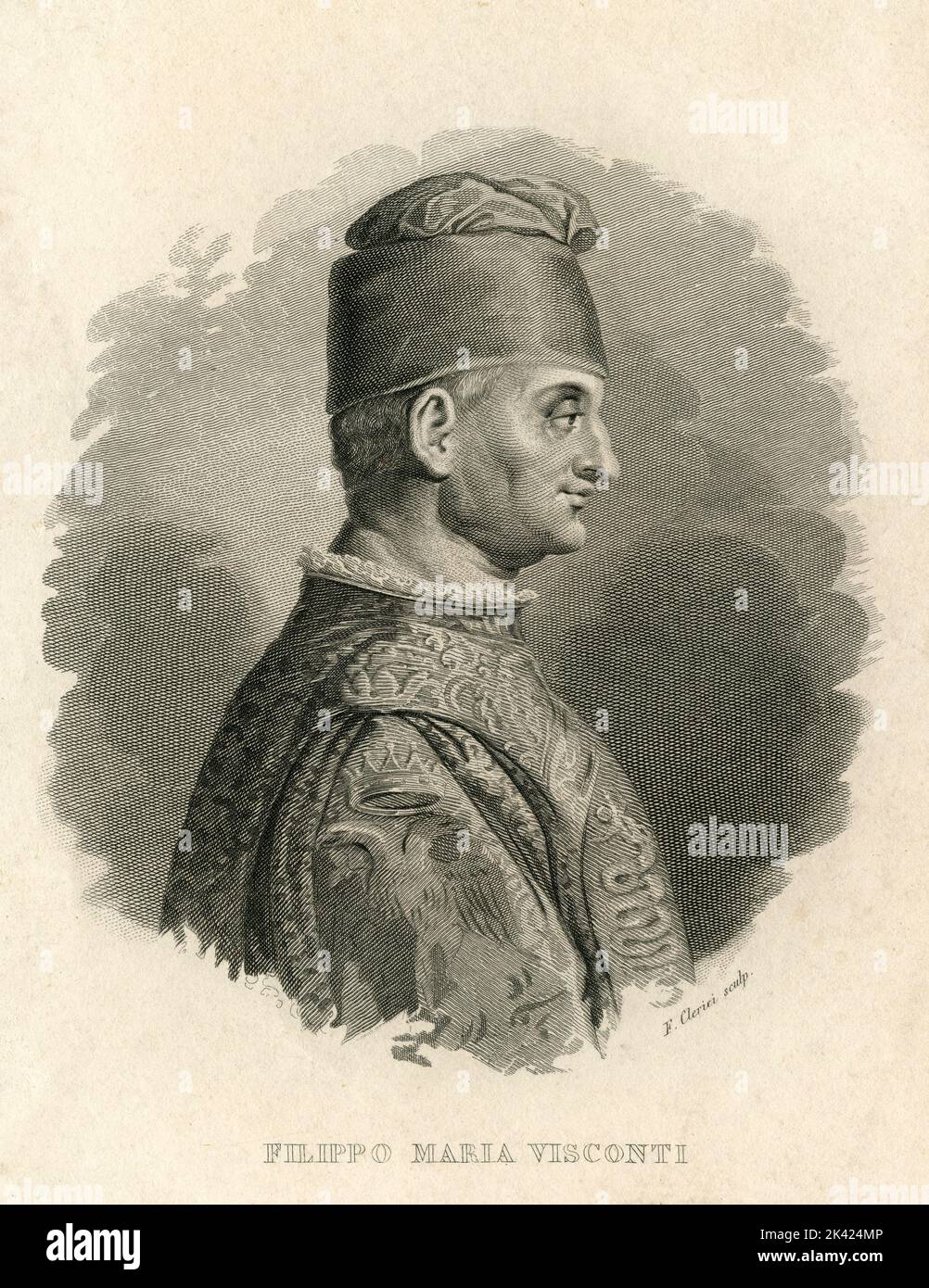 Ritratto del nobile italiano Filippo Maria Visconti, ultimo duca di Milano, 1800 ca. Foto Stock