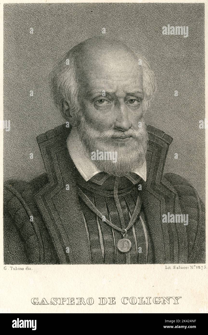 Ritratto dell'Ammiraglio francese Gaspard II de Coligny, 1800 ca. Foto Stock