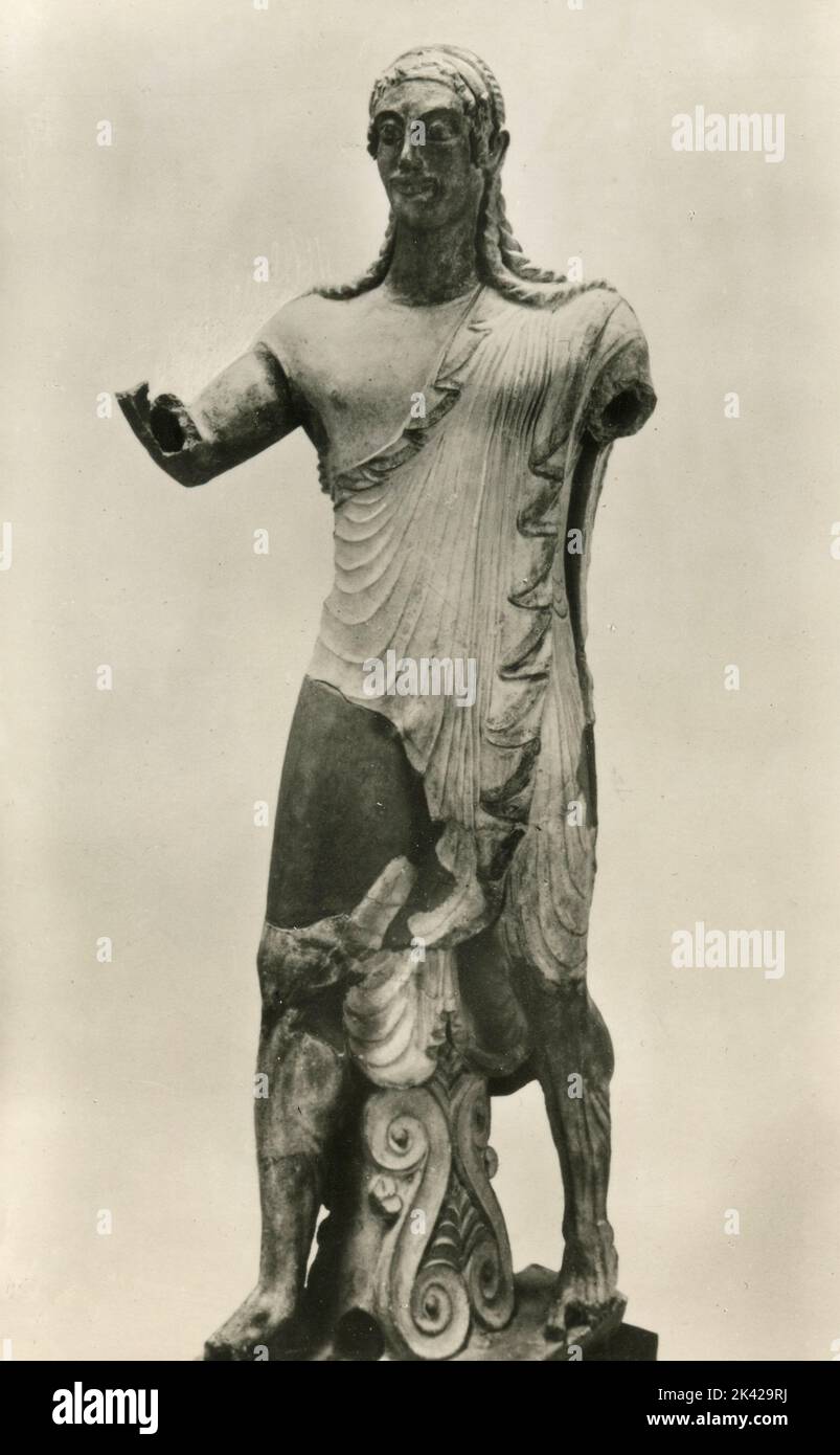 Antica ceramica etrusca: Apollo di Veio, Museo Valle Giulia, Roma, Italia 1930s Foto Stock
