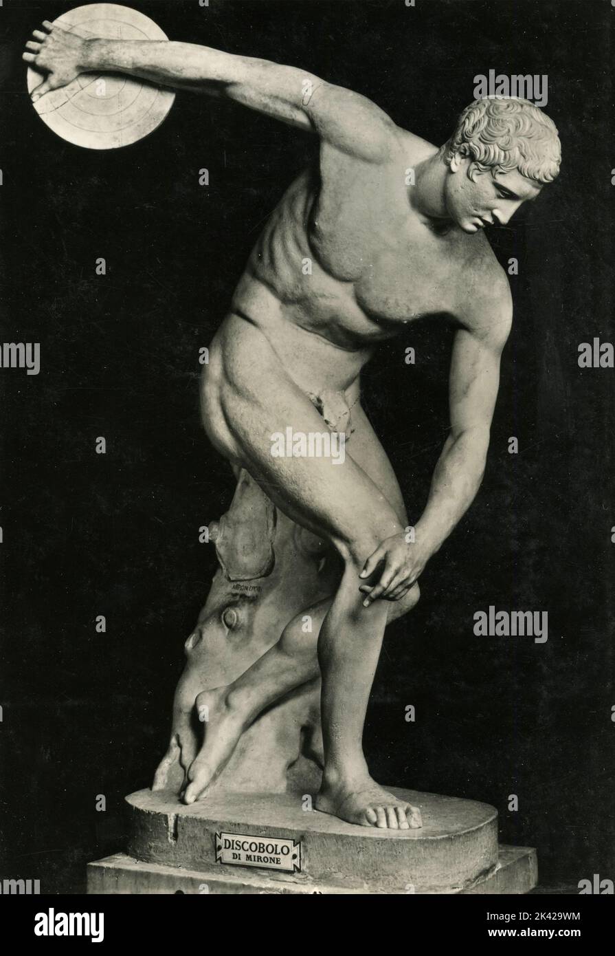 Statua greca antica: Discobolo, di Myron, Città del Vaticano 1930s Foto Stock