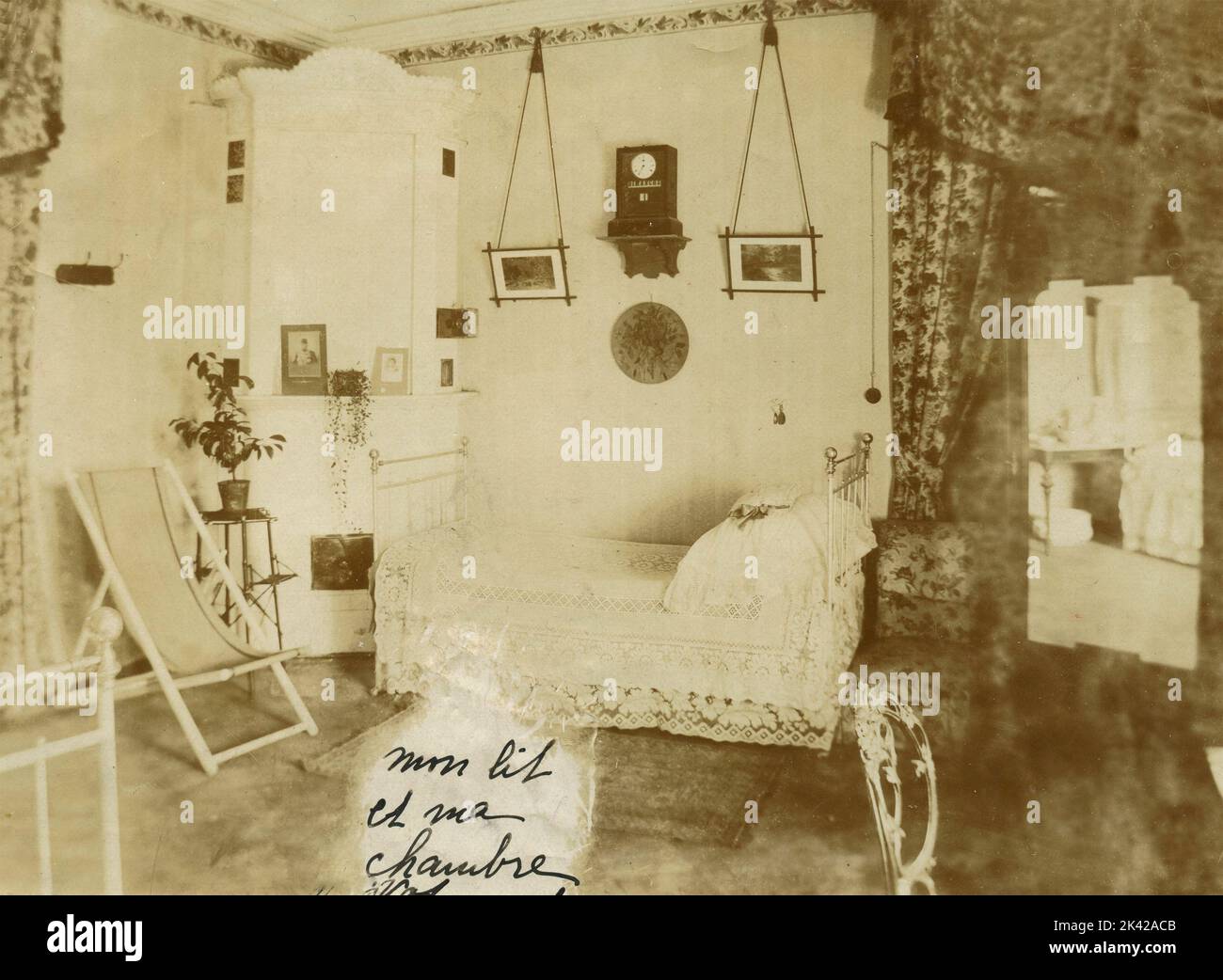 Camera da letto di Cavalleria generale in pensione, Francia 1890s Foto Stock