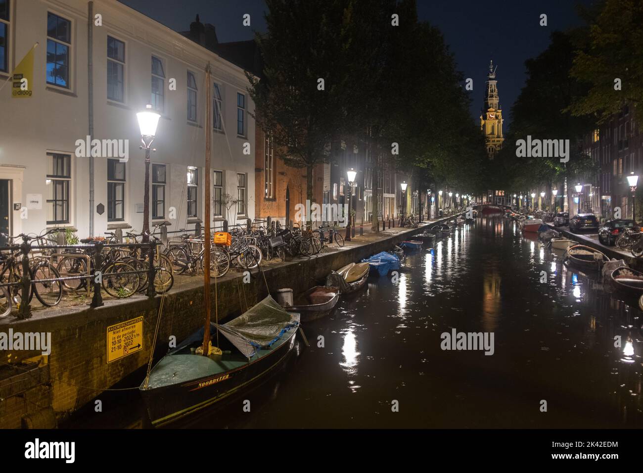 Canal di notte, Amsterdam, Paesi Bassi Foto Stock