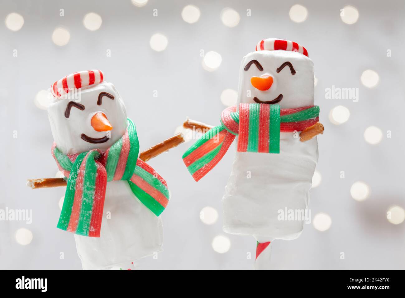 Caramelle da neve Marshmallow per Natale Foto Stock