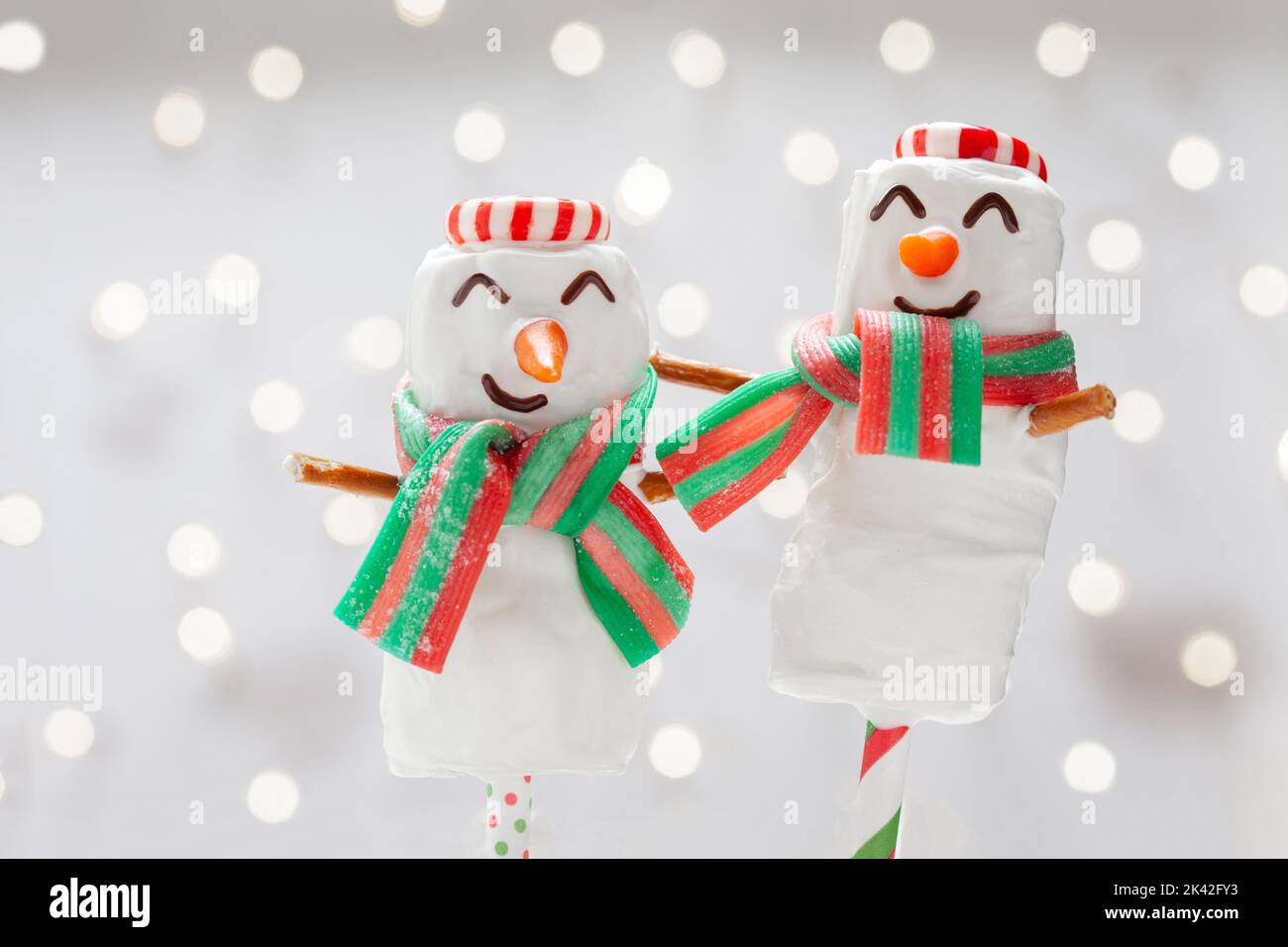 Caramelle da neve Marshmallow per Natale Foto Stock