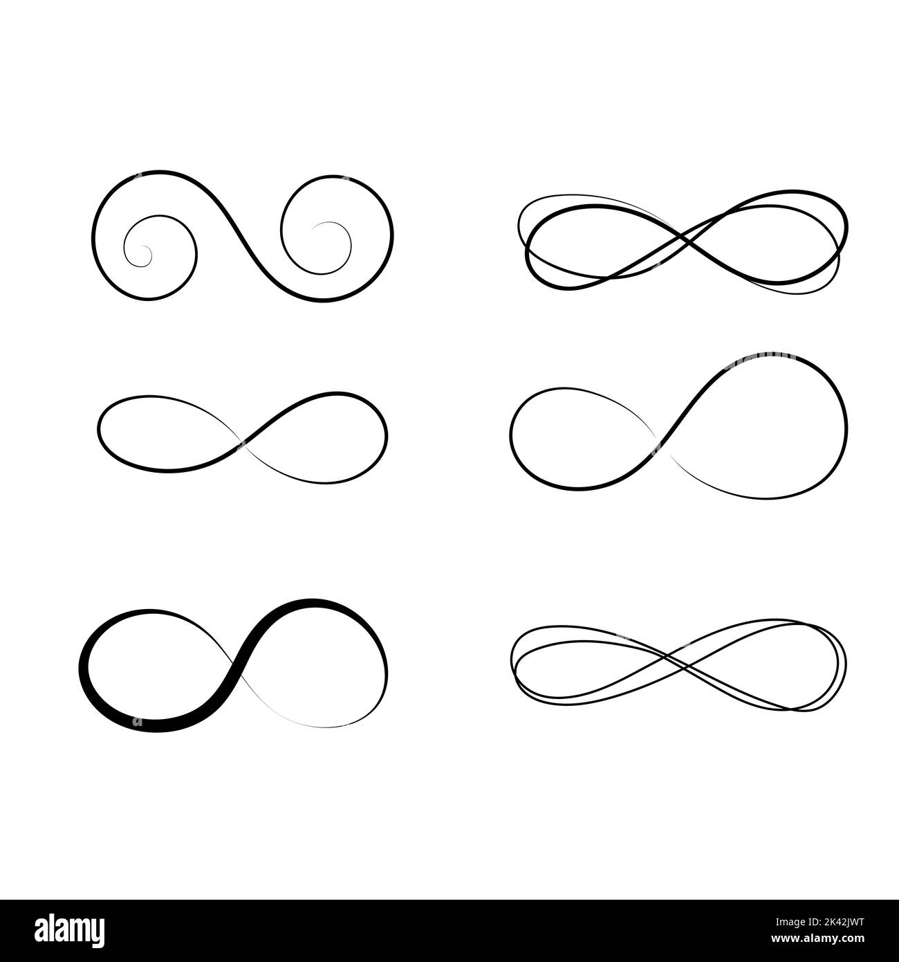 Simbolo, simbolo, logo infinito. Concetto infinito, icona. Set vettoriale, disegno grafico Illustrazione Vettoriale