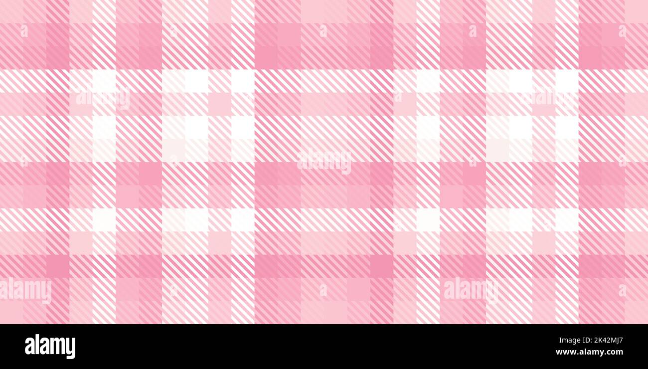 Motivo in tessuto a pioppi in gingham rosa pastello chiaro e senza cuciture. Astratto geometrico cute checker patchwork quadrati di sfondo texture. Compleanno della ragazza Foto Stock