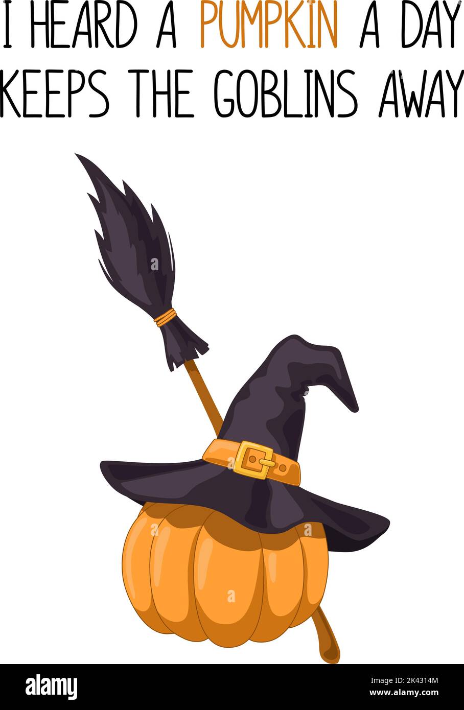 Biglietto di auguri di Halloween con zucca carina Illustrazione Vettoriale