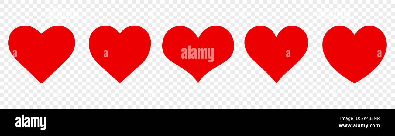 impostare il cuore rosso sullo sfondo trasparente Illustrazione Vettoriale