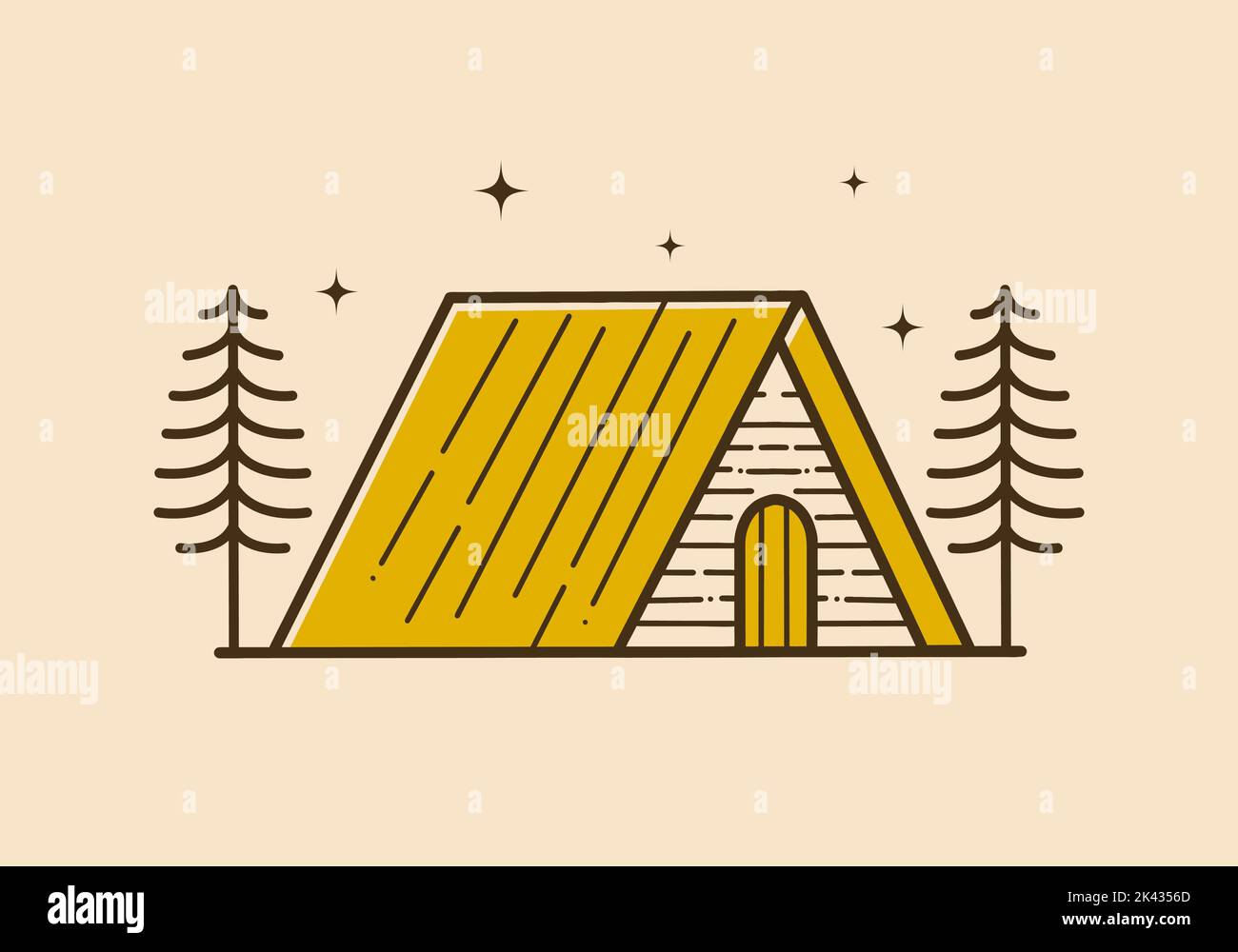 Illustrazione Generata Di Una Capanna Di Legno Con Tetto Di Gomma Innevato Illustrazione Di