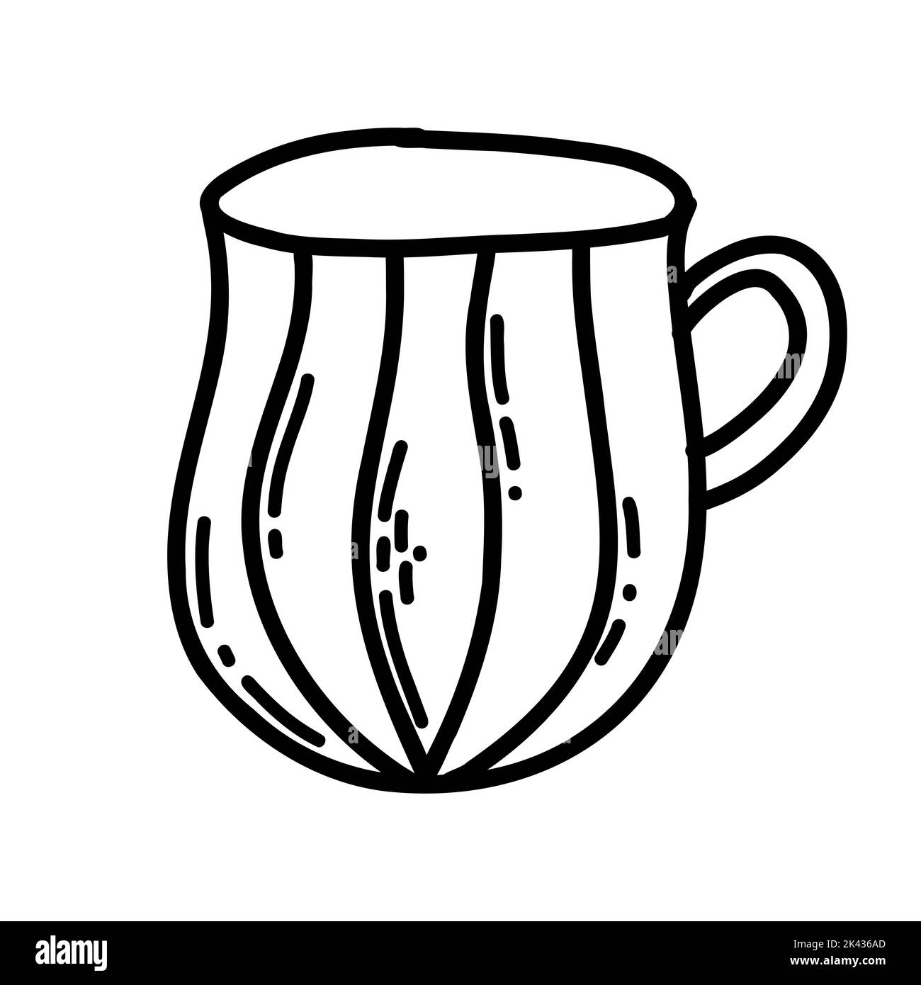 Tazza carina in stile doodle. utensili lineari vettoriali Illustrazione Vettoriale