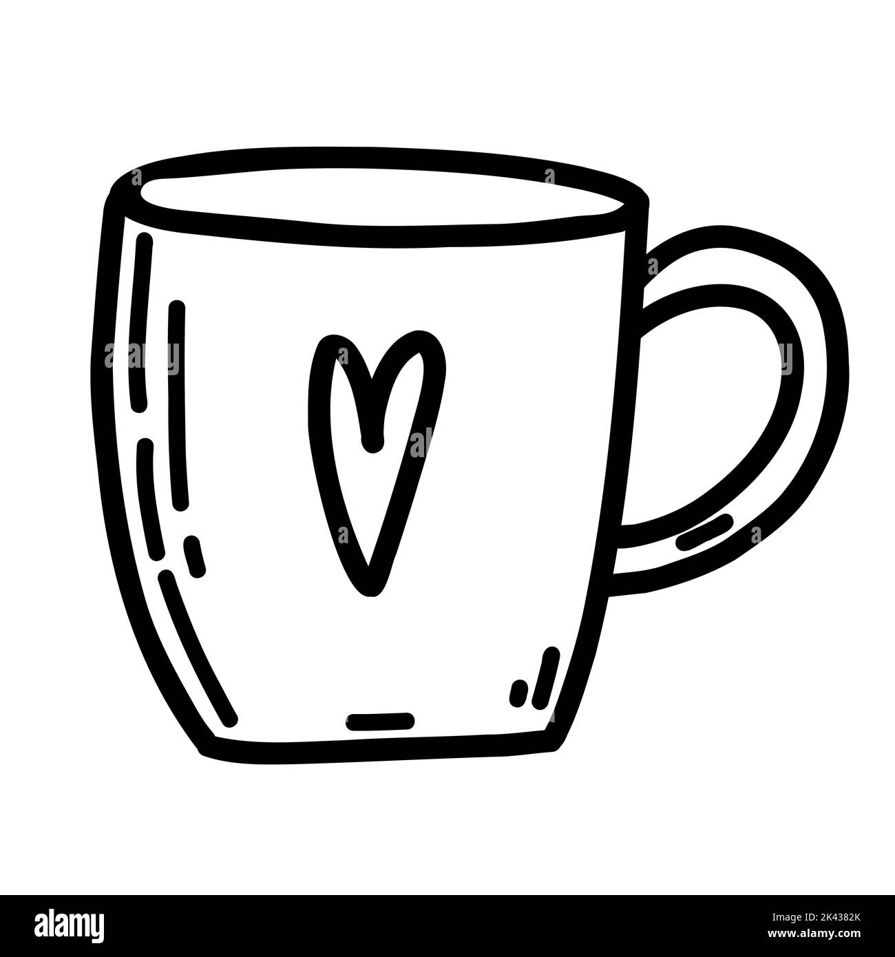 Tazza carina in stile doodle. utensili lineari vettoriali Illustrazione Vettoriale