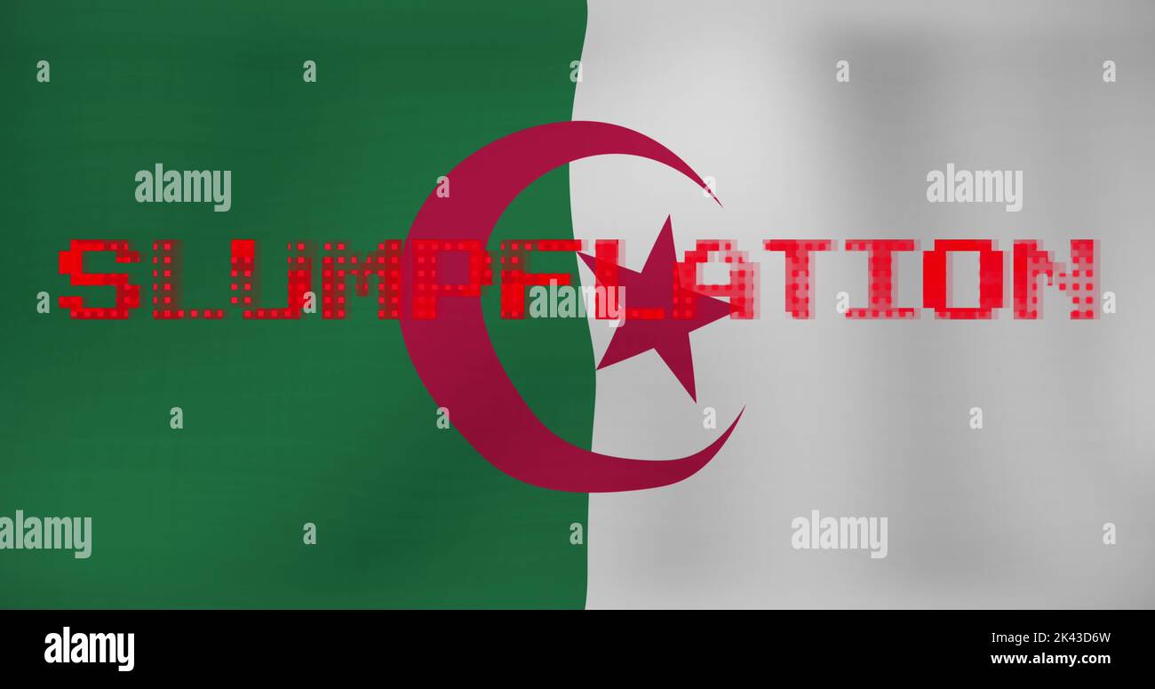 Immagine del testo slumpflation sopra la bandiera di algeria Foto Stock