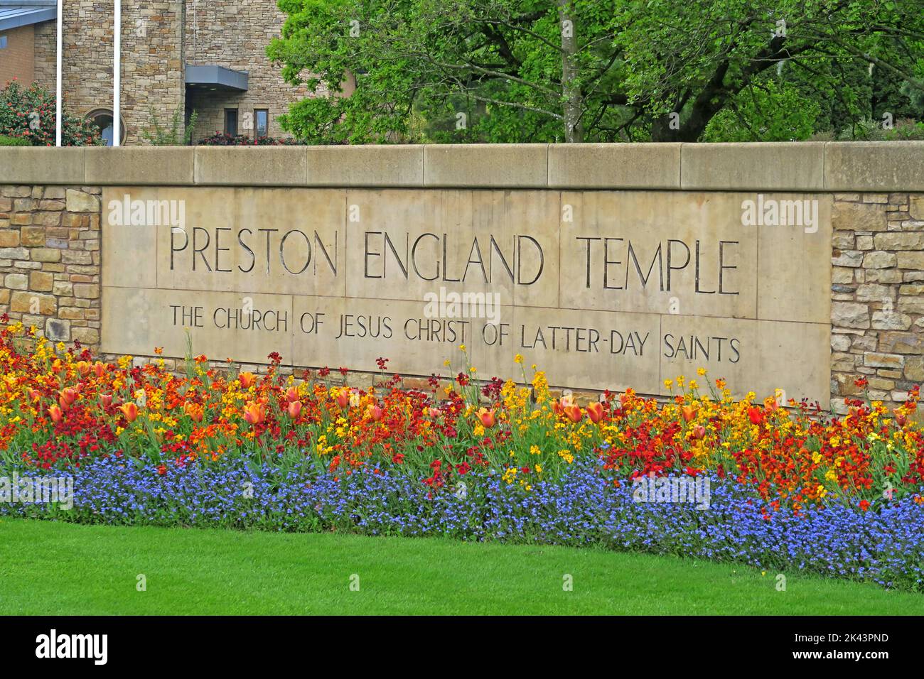 Preston Inghilterra Tempio, la Chiesa di Gesù Cristo dei Santi degli ultimi giorni, Mormoni nel Nord-Ovest Inghilterra, Regno Unito Foto Stock