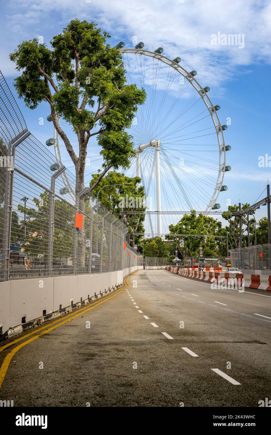 Preparativi in pista in vista del Gran Premio di Singapore F1 2022 a Marina Bay Foto Stock