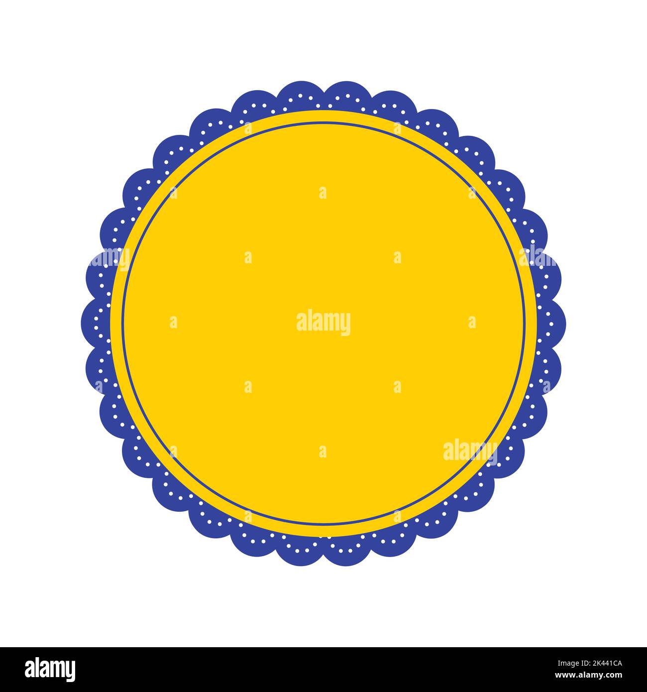 Illustrazione piatta del sigillo del badge vintage giallo e blu Illustrazione Vettoriale