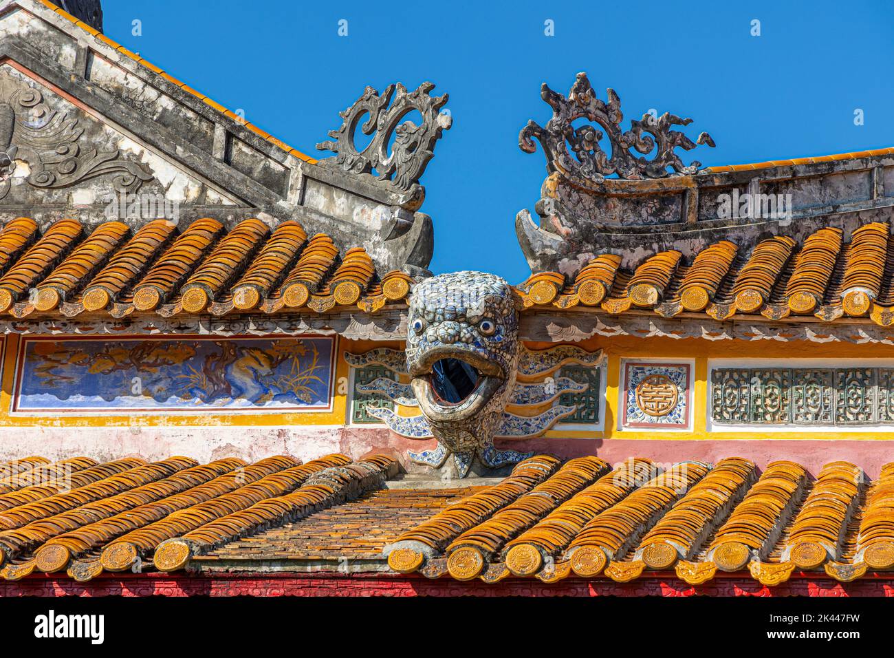 Thai Hoa Hall, Hall of the Mandarins, Imperial City, Hue, provincia di Thua Thien Hue, Vietnam Foto Stock