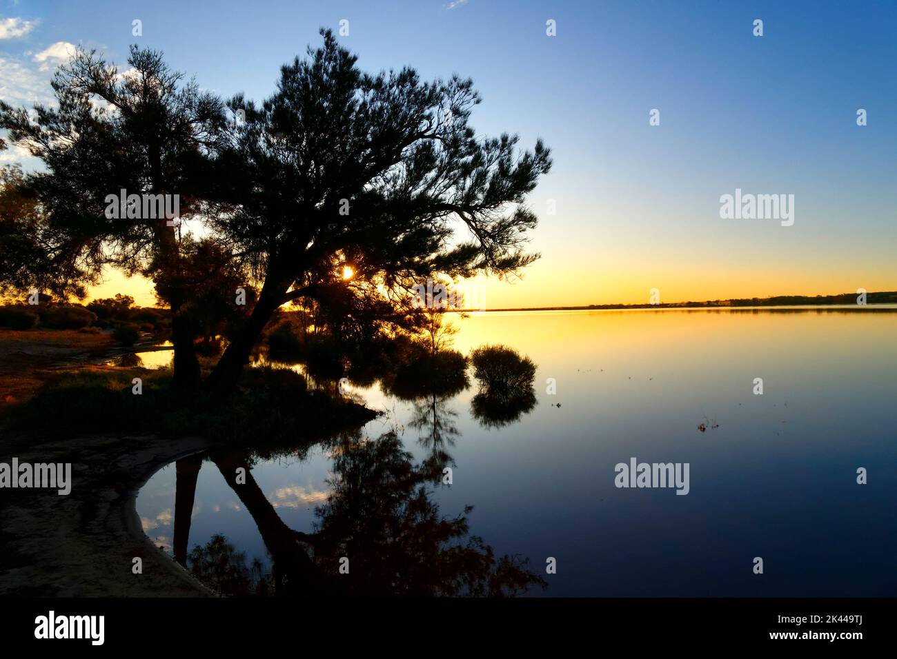 Lago Ninan sale lago al tramonto, Wongan Hills, Australia Occidentale Foto Stock