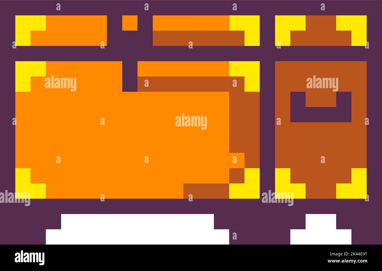 Scrigno del tesoro pixelato, vettore di disegno del gioco a 8 bit Illustrazione Vettoriale