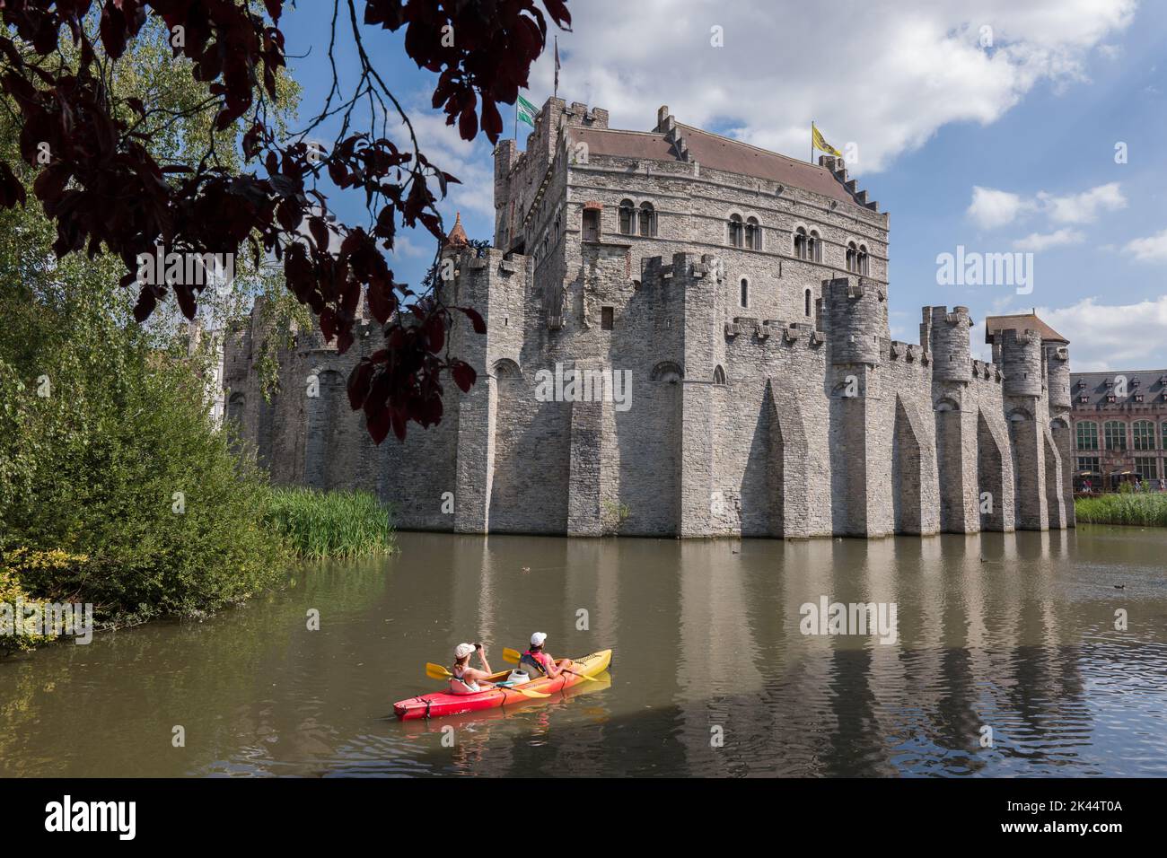 Gent (Belgien), Wasserburg Gravensteen Foto Stock