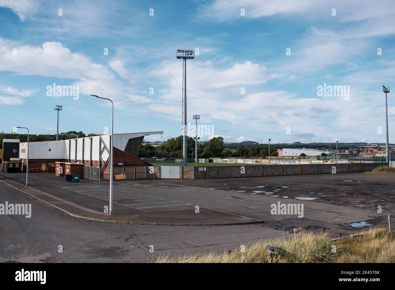 L'East Fife Football Club è una squadra di calcio fondata nel 1903 a Methil, Fife. Si sfidano nella Scottish League Two e giocano al Bayview Stadium. Foto Stock