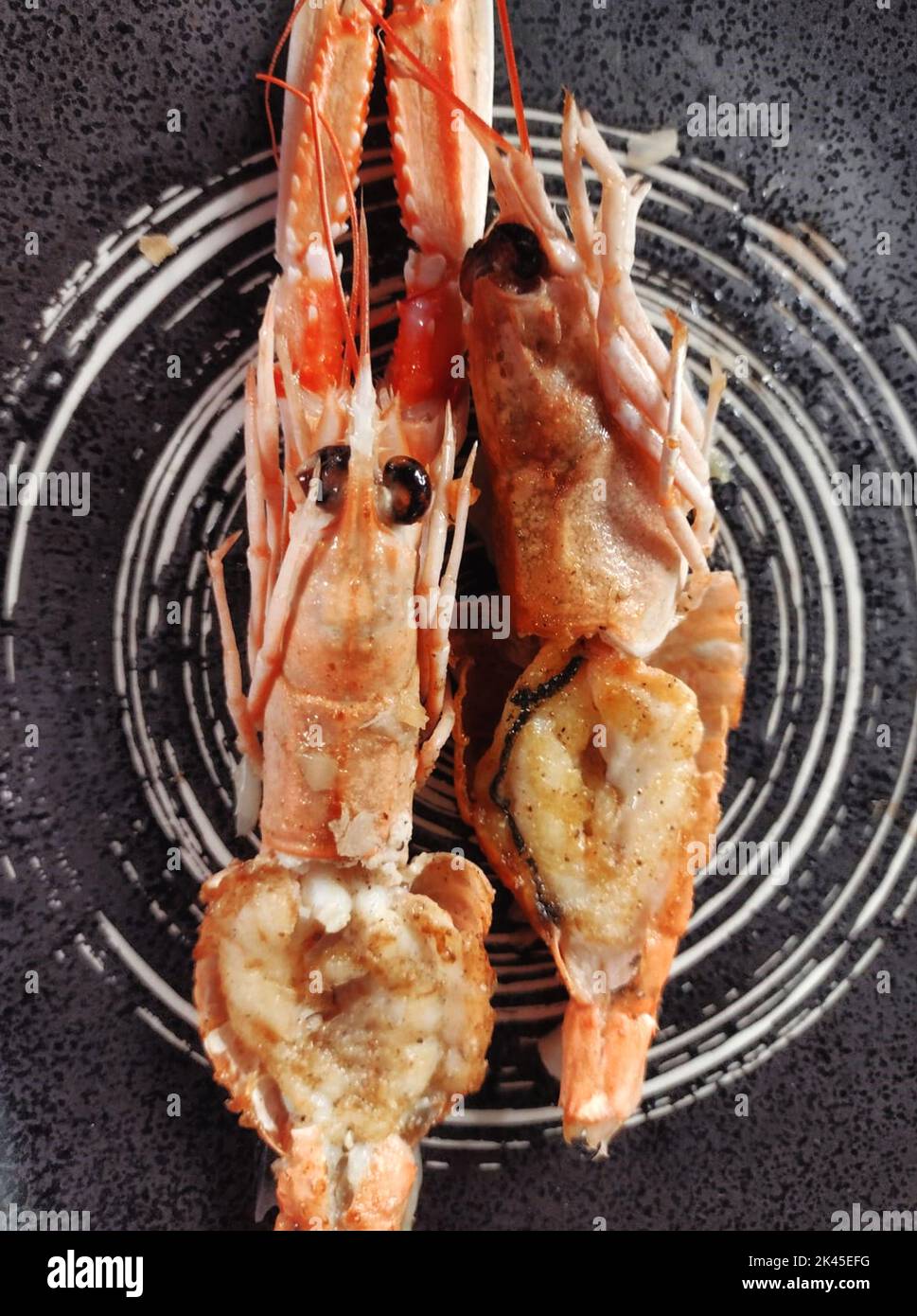 Ristorante cinese: Piatto di gamberi Foto Stock