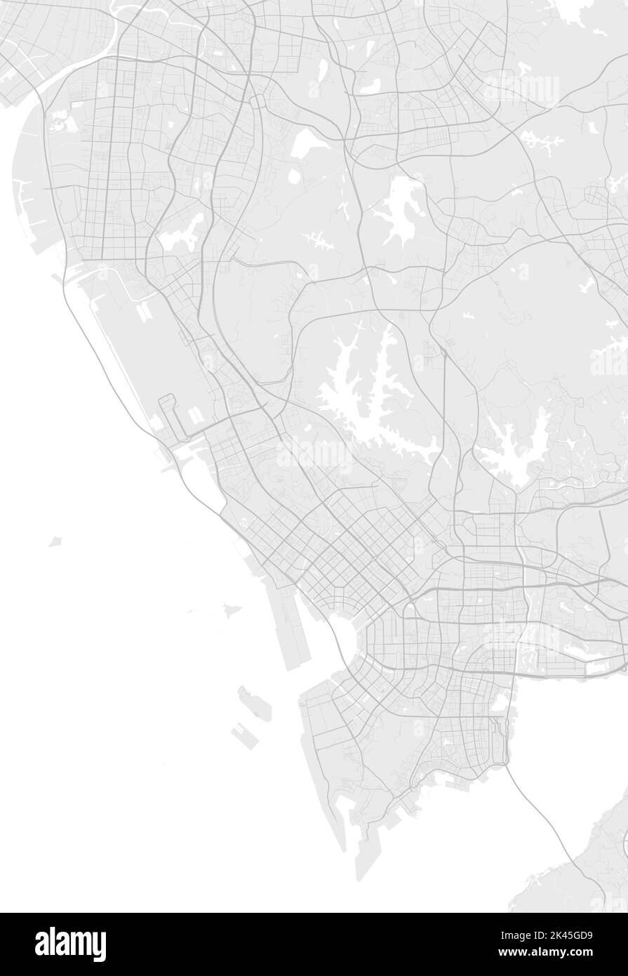 Mappa vettoriale di Shenzhen, Cina. Città urbana in Cina. Illustrazione del poster della mappa stradale. Shenzhen mappa art. Illustrazione Vettoriale