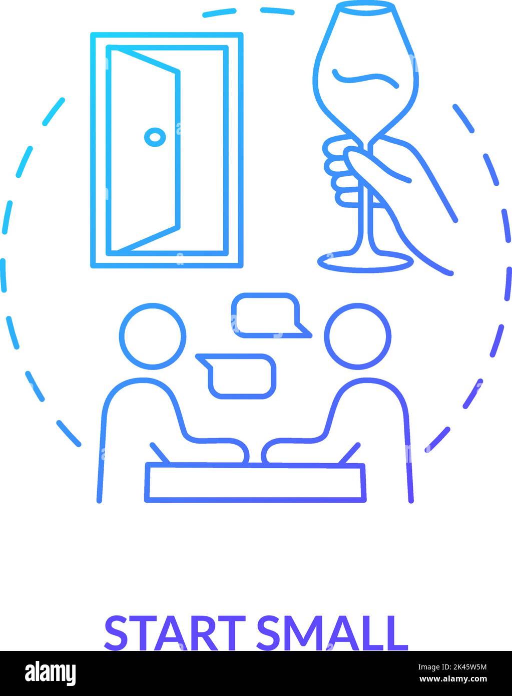 Avviare la piccola icona del concetto di gradiente blu Illustrazione Vettoriale