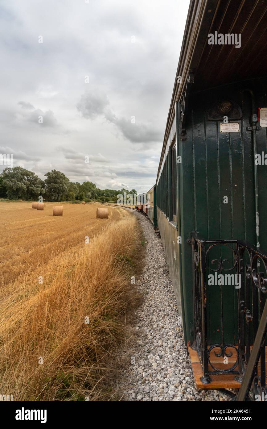 Locomotiva a vapore della ferrovia patrimonio Baie de Somme. Foto Stock
