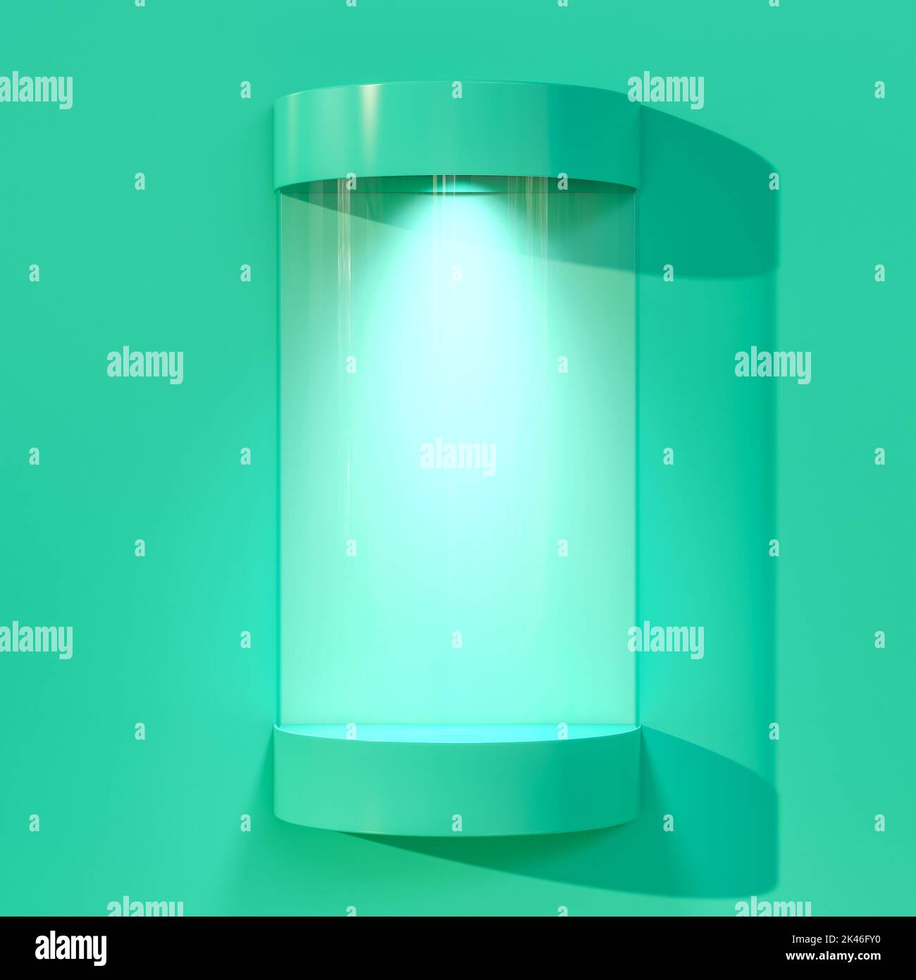 futuristico contenitore in vetro verde. rendering 3d Foto Stock