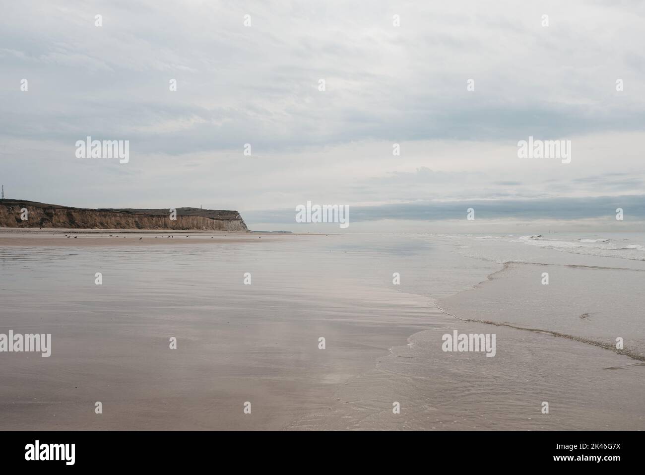 Sangatte Beach, marea fuori Foto Stock