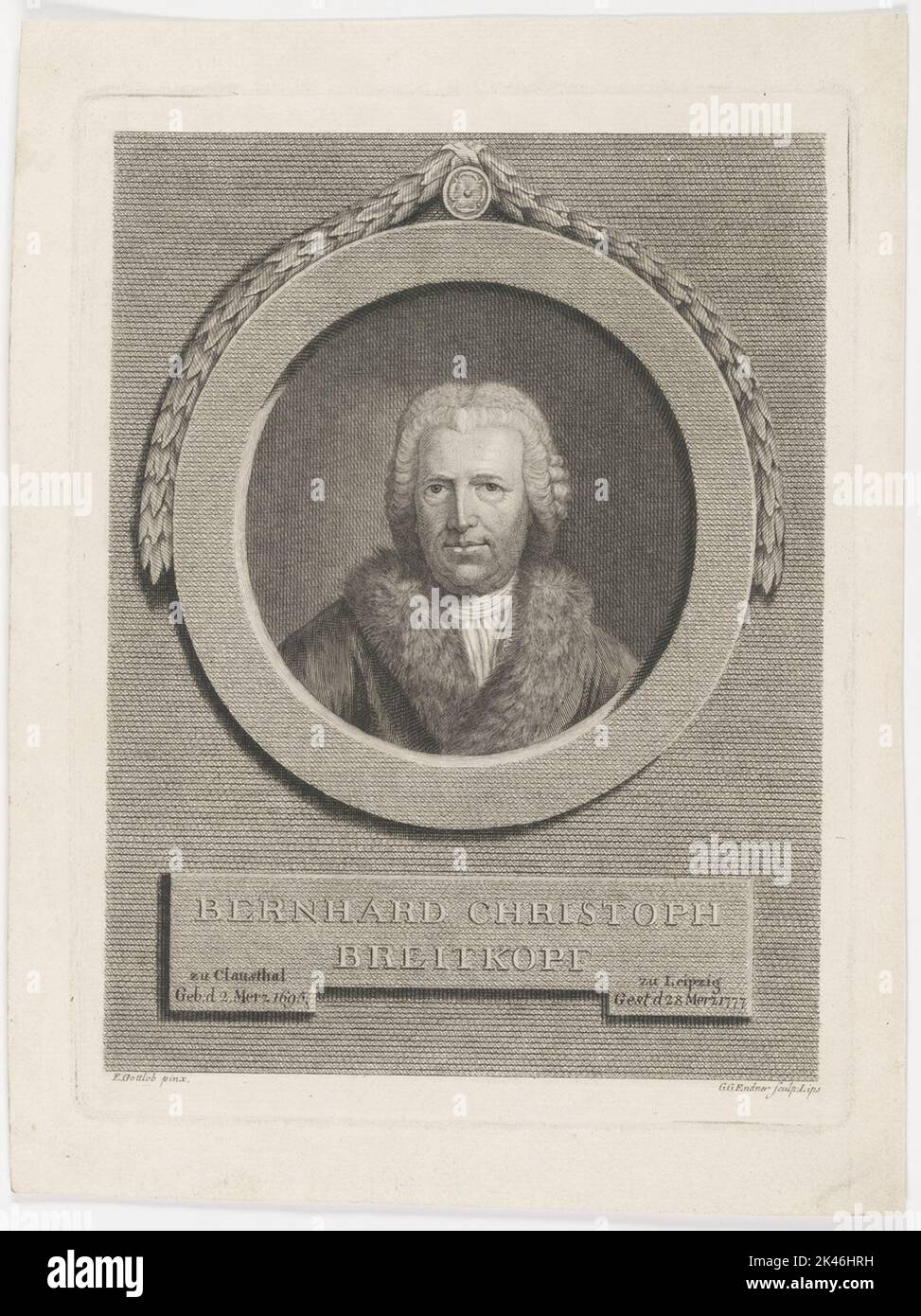 Ritratto di Bernhard Christoph Breitkopf Foto Stock