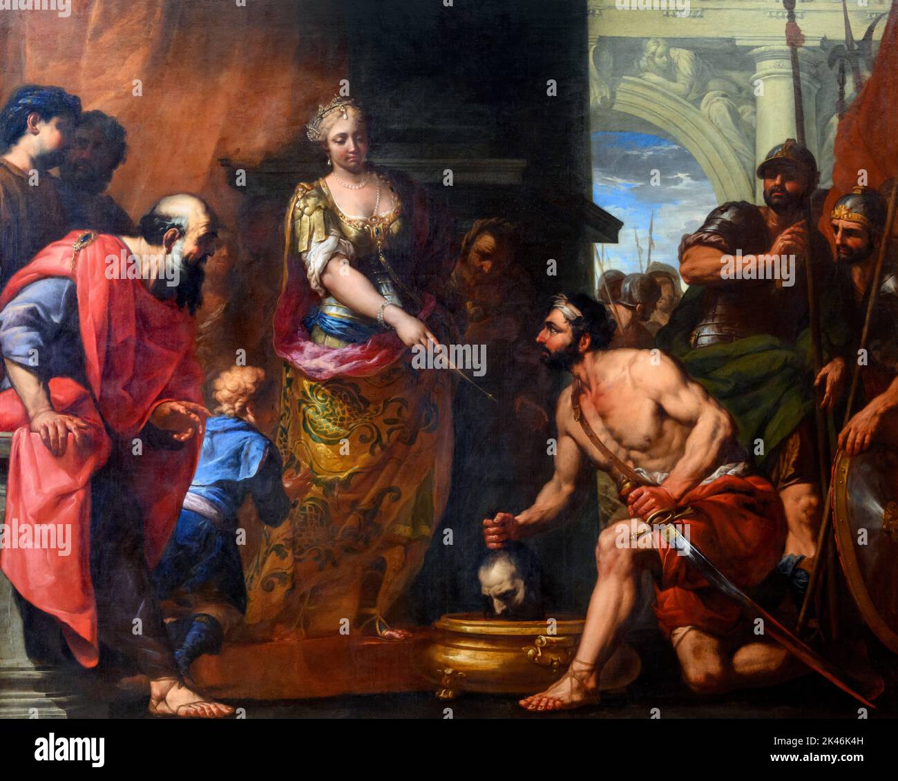 La vendetta di Tomyris dell'artiest barocco veneziano, Antonio Molinari (1655-1704), c.. 1692 Foto Stock