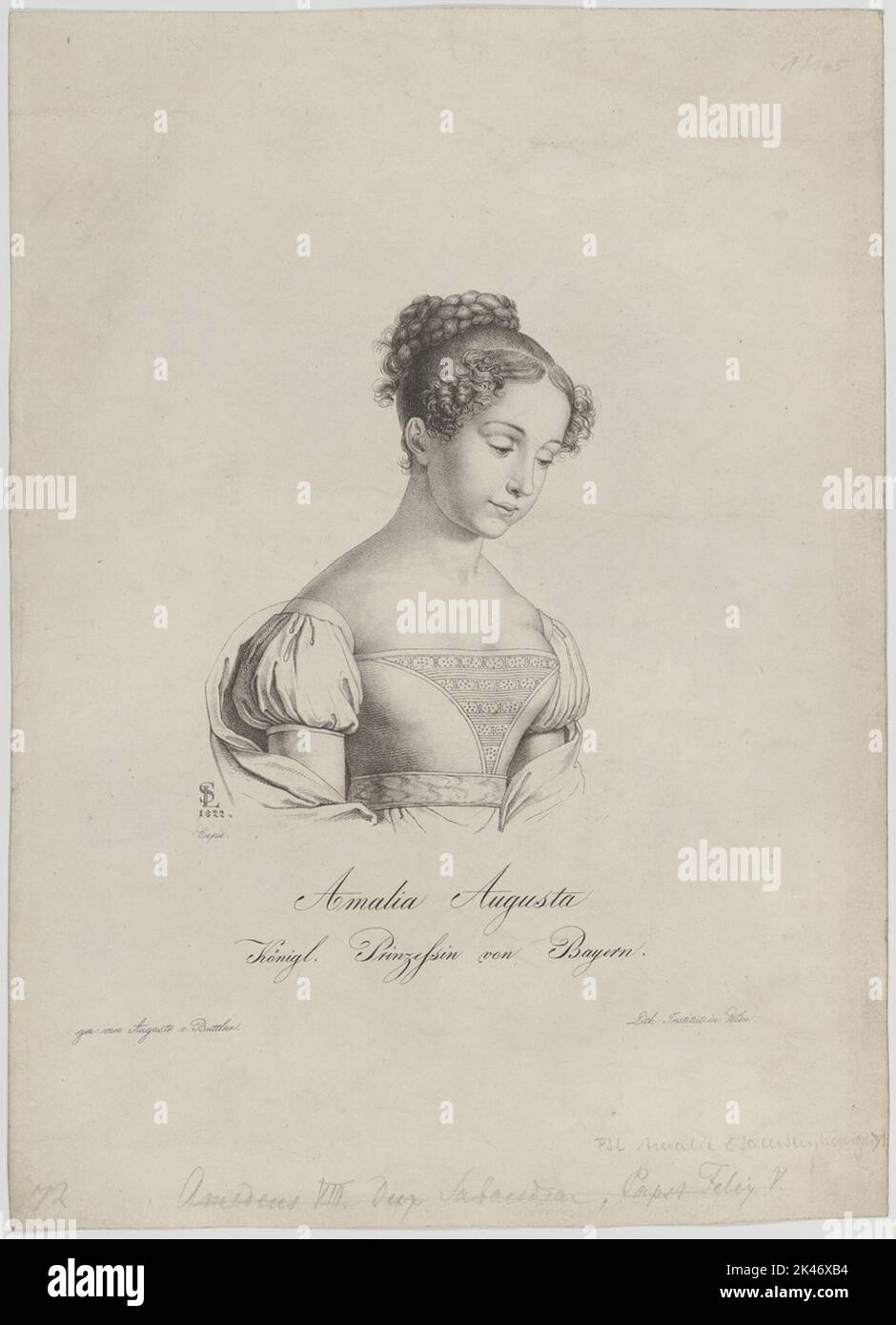Ritratto della Amalia Augusta, Königl. Principessa di Baviera Foto Stock