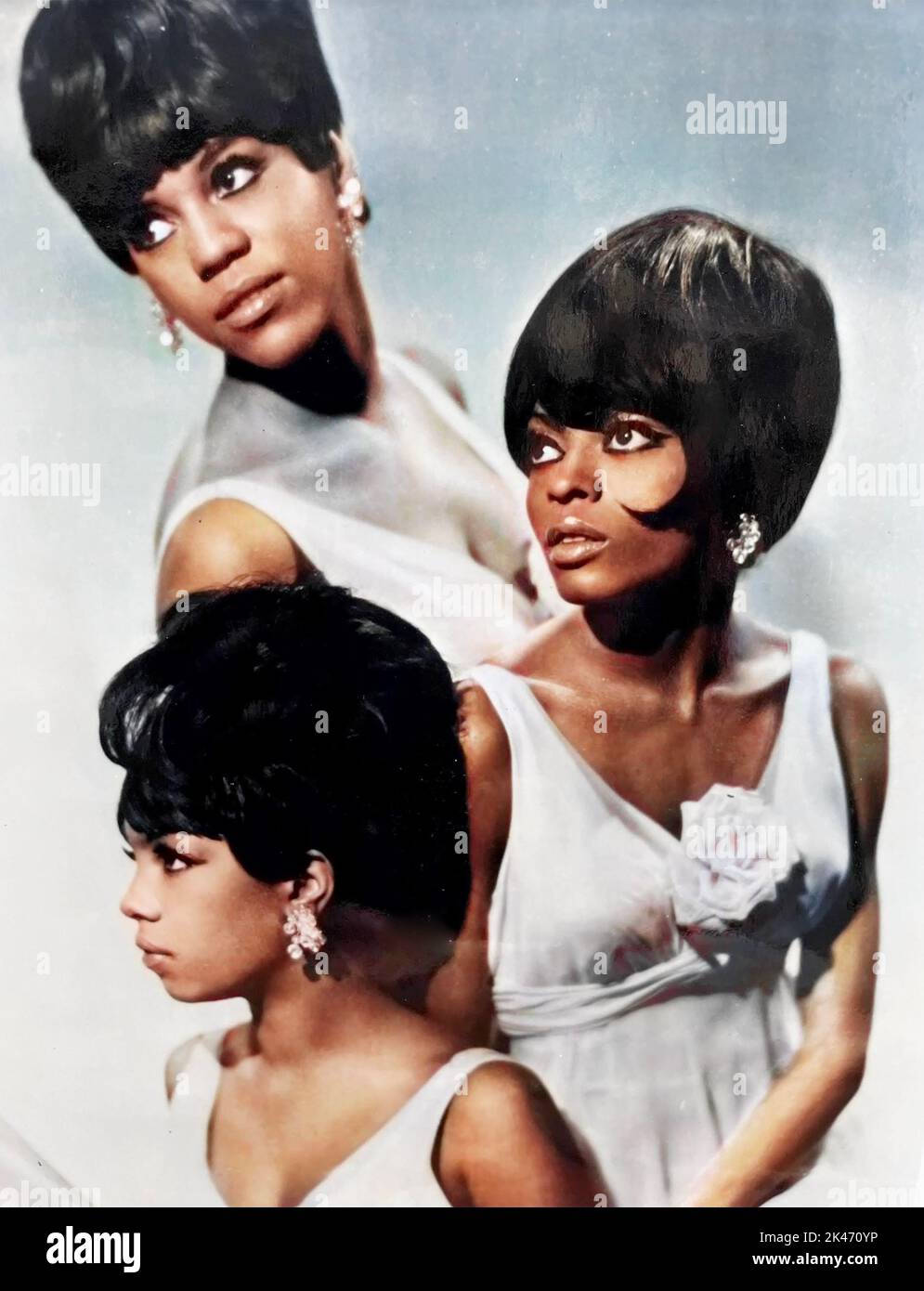 LA FOTO promozionale dei SUPREMES del trio vocale americano intorno al 1965 con dall'alto: Florence Ballard , Diana Ross e Mary Wilson Foto Stock