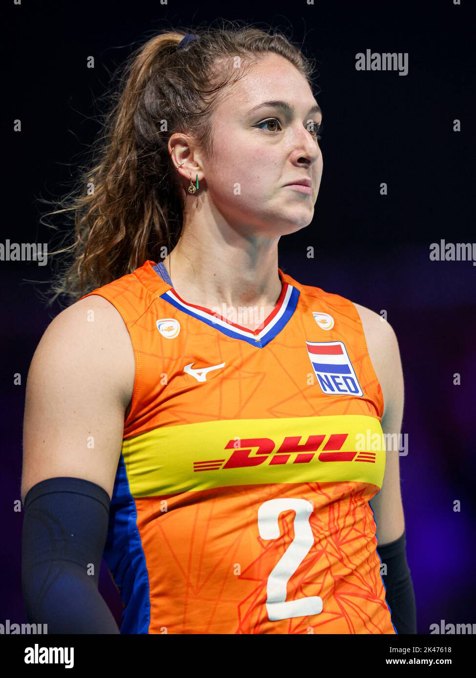 Arnhem, Paesi Bassi. 30th Set, 2022. ARNHEM, PAESI BASSI - SETTEMBRE 30: Fleur Savelkoel dei Paesi Bassi durante il Pool Un incontro di fase 1 tra Paesi Bassi e Belgio il giorno 8 del FIVB Volleyball Womens World Championship 2022 al Gelredome il 30 Settembre 2022 ad Arnhem, Paesi Bassi (Foto di Peter Lous/Orange Pictures) NOCNSF Credit: Orange Pics BV/Alamy Live News Foto Stock