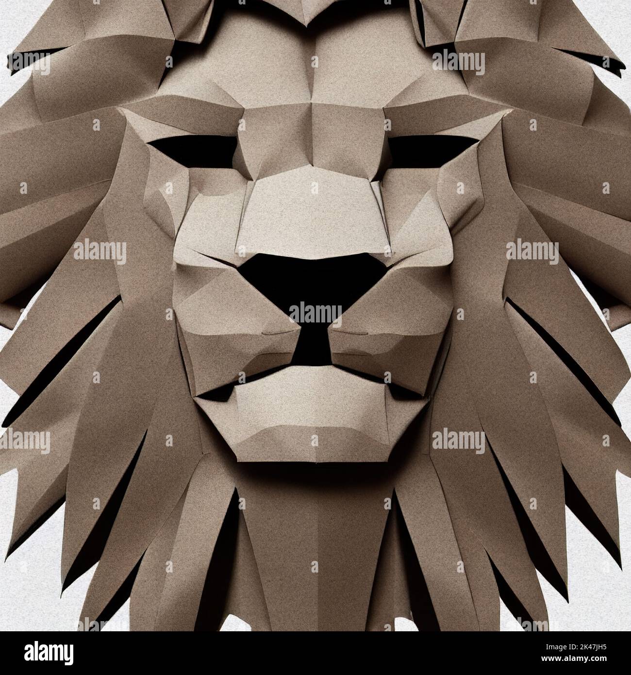 3D resa della testa di leone in stile origami di carta Foto Stock