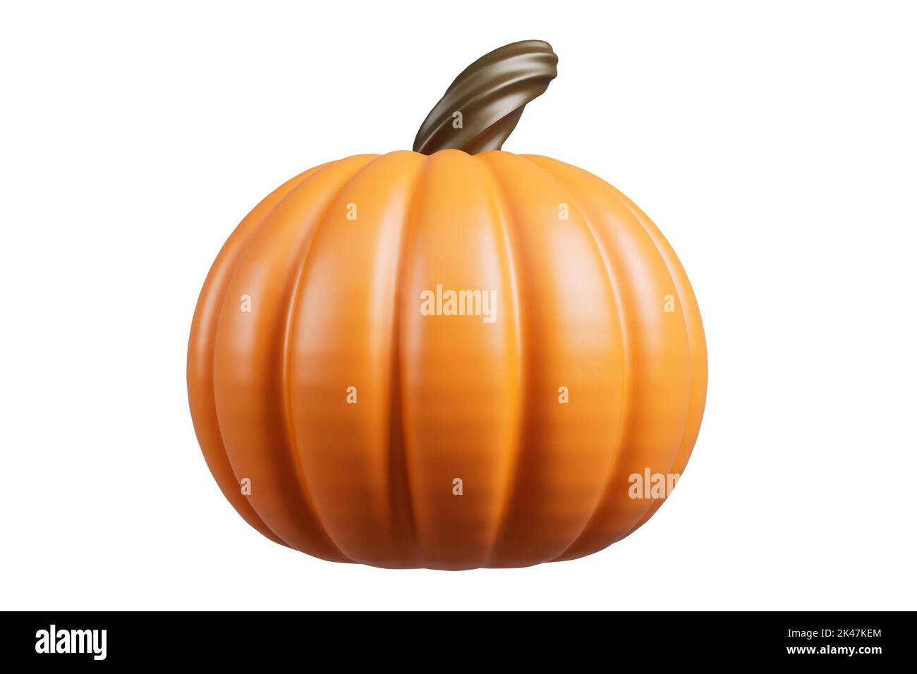 Zucca arancione su sfondo bianco 3D render.Design per il giorno felice del Ringraziamento Foto Stock