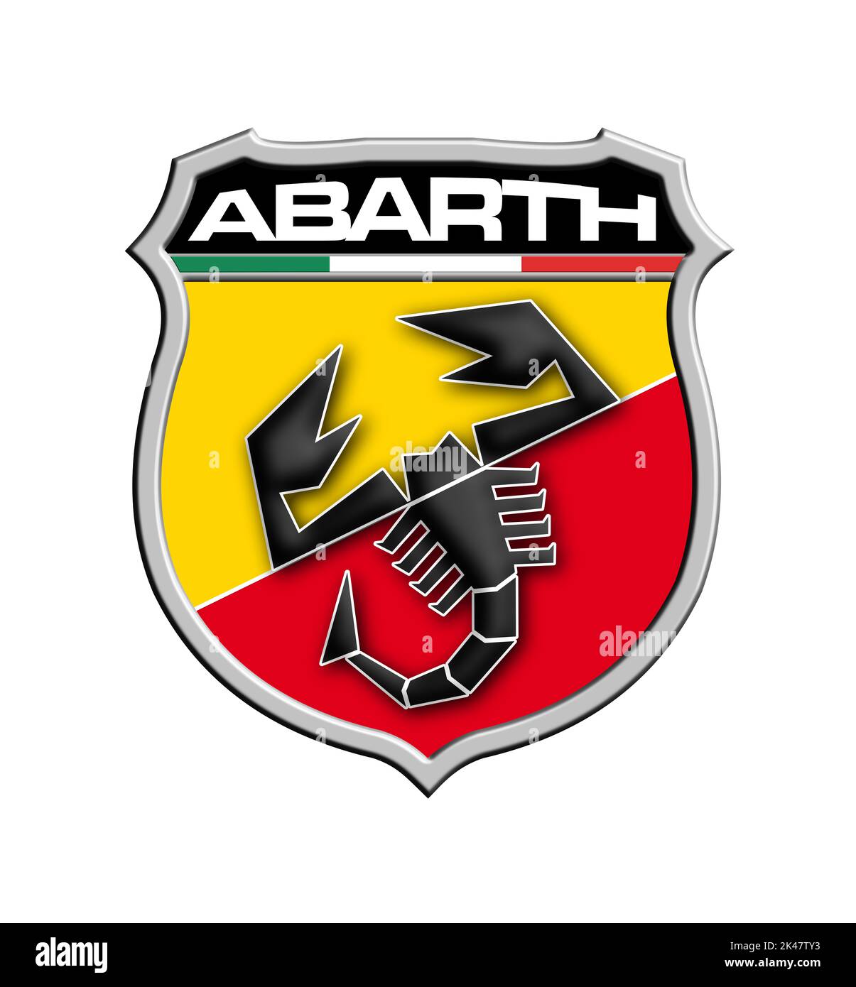 Logo Abarth rivisitato. Solo gli utenti sono tutti i partecipanti al corso, ma allo stato di tempo mantiene tutti i segnali distintivi del marchio Foto Stock